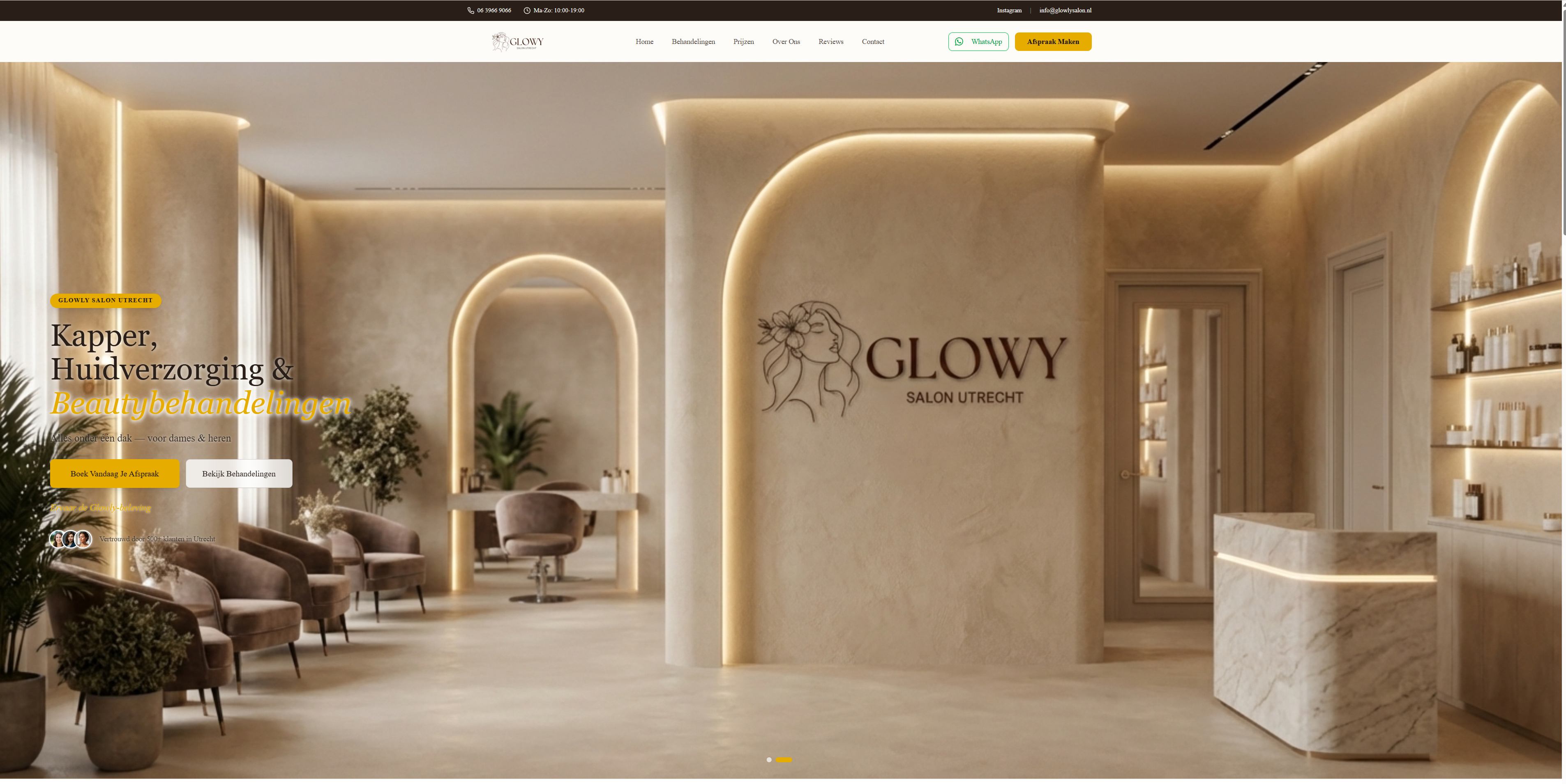 Glowy Salon Utrecht website project